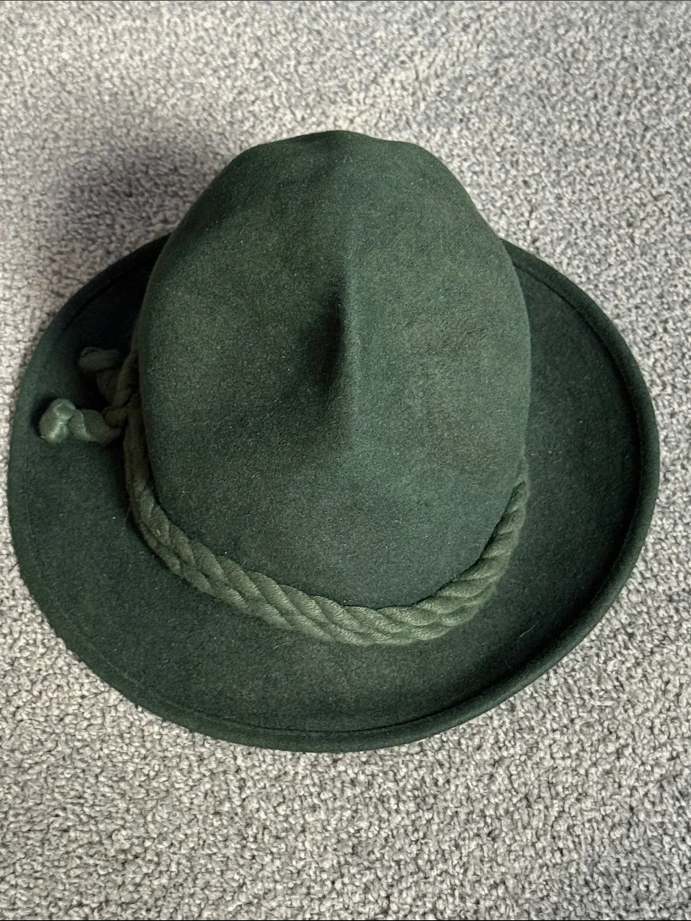 VINTAGE Stattmann-Hute Dark Green Wool Fedora Hat with Braided Band.